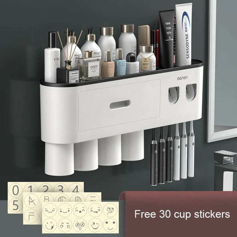 Magnetic Adsorption Toothbrush Holder Bathroom Organizer