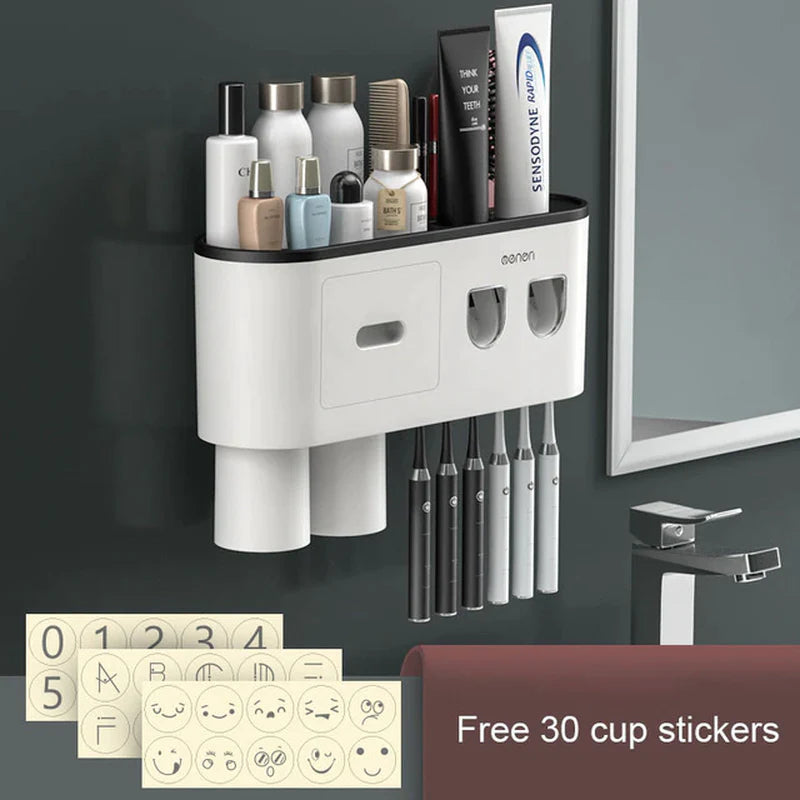 Magnetic Adsorption Toothbrush Holder Bathroom Organizer