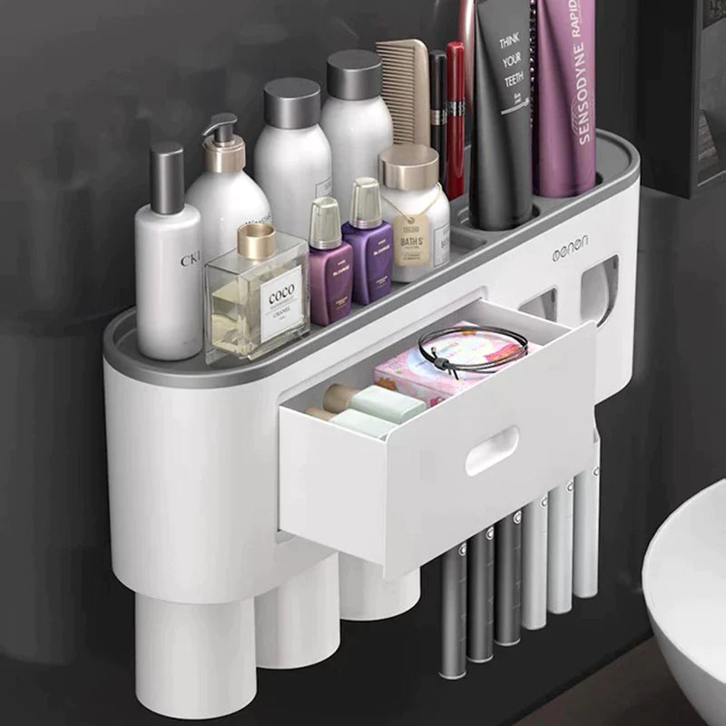 Magnetic Adsorption Toothbrush Holder Bathroom Organizer