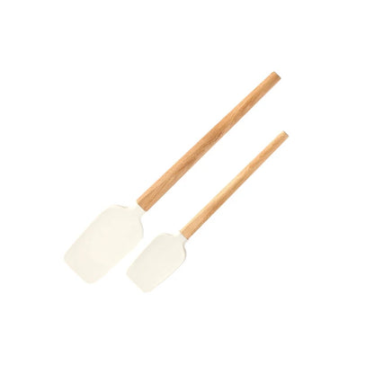  Wood Handle White Silicone Cream Spatula Non-Stick Pastry Blenders