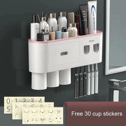 Magnetic Adsorption Toothbrush Holder Bathroom Organizer