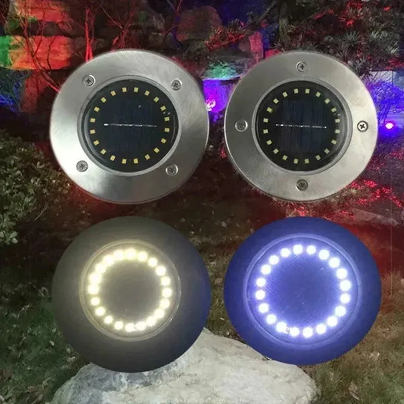 Solar-Powered LED Disk Lights - 8/20 LED Outdoor Garden and Deck Spotlight