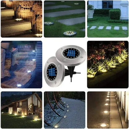 Solar-Powered LED Disk Lights - 8/20 LED Outdoor Garden and Deck Spotlight