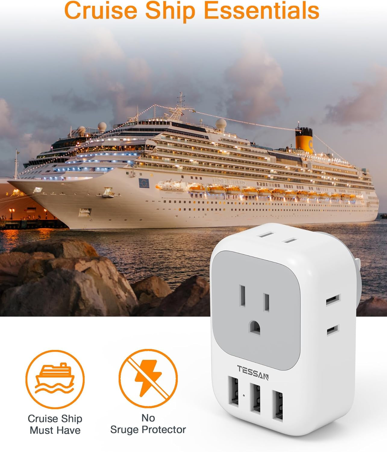 USB Charger Block and Multi Plug Outlet Extender