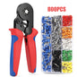 Self-Adjusting Ferrule Crimping Kit - Ratchet Wire Crimper with 0.25-10mm² Range, Complete with Tubular Terminal Clamps