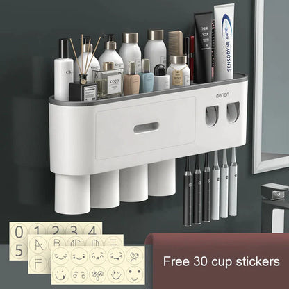 Magnetic Adsorption Toothbrush Holder Bathroom Organizer