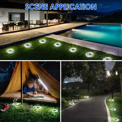 Solar-Powered LED Disk Lights - 8/20 LED Outdoor Garden and Deck Spotlight