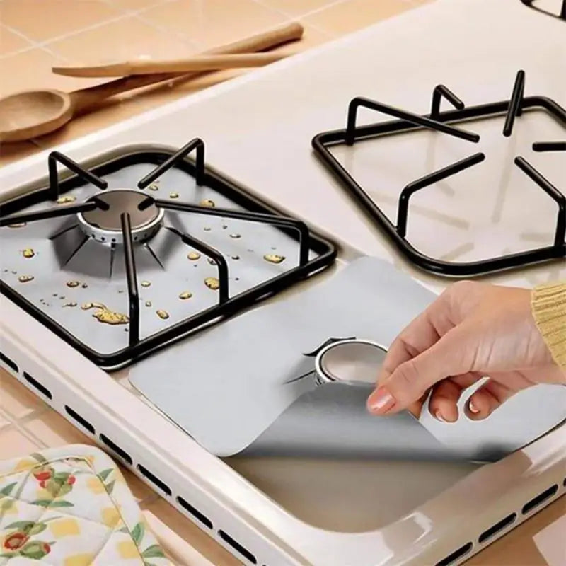 Aluminum Reusable Stove Burner Covers - Kitchen Cleaning Protection Pads