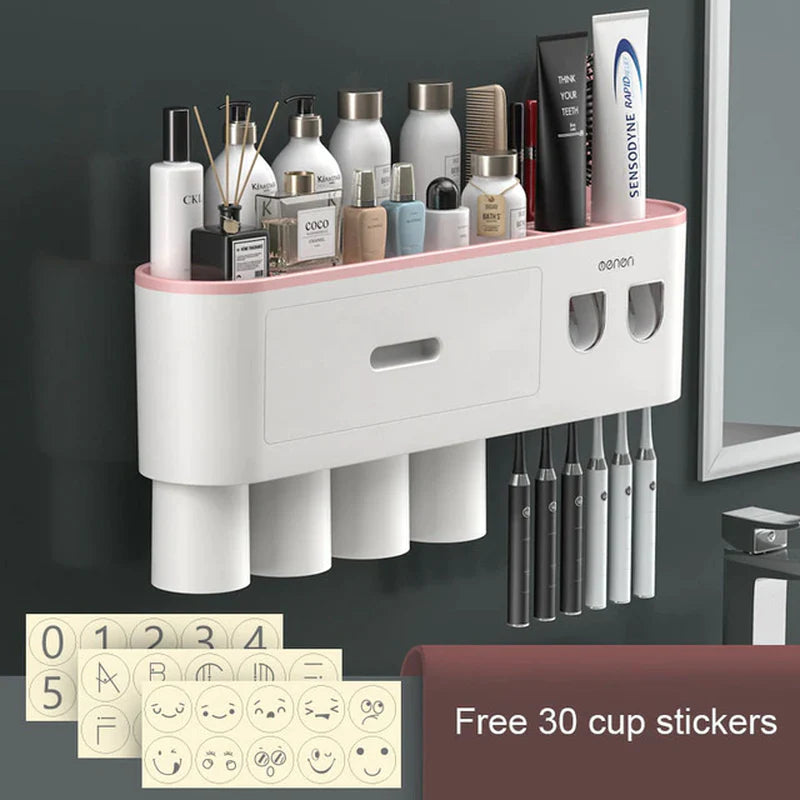 Magnetic Adsorption Toothbrush Holder Bathroom Organizer