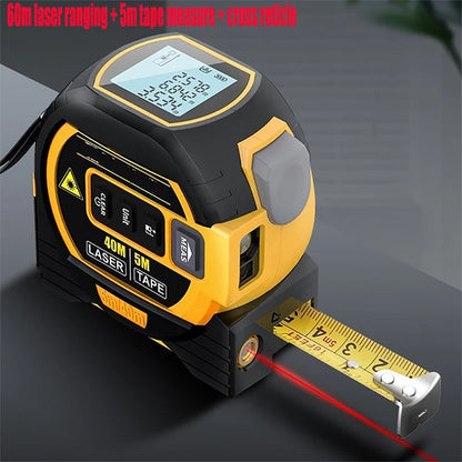 3-in-1 High-Precision Digital Laser Tape Measure with Distance Rangefinder and Infrared Measuring Level