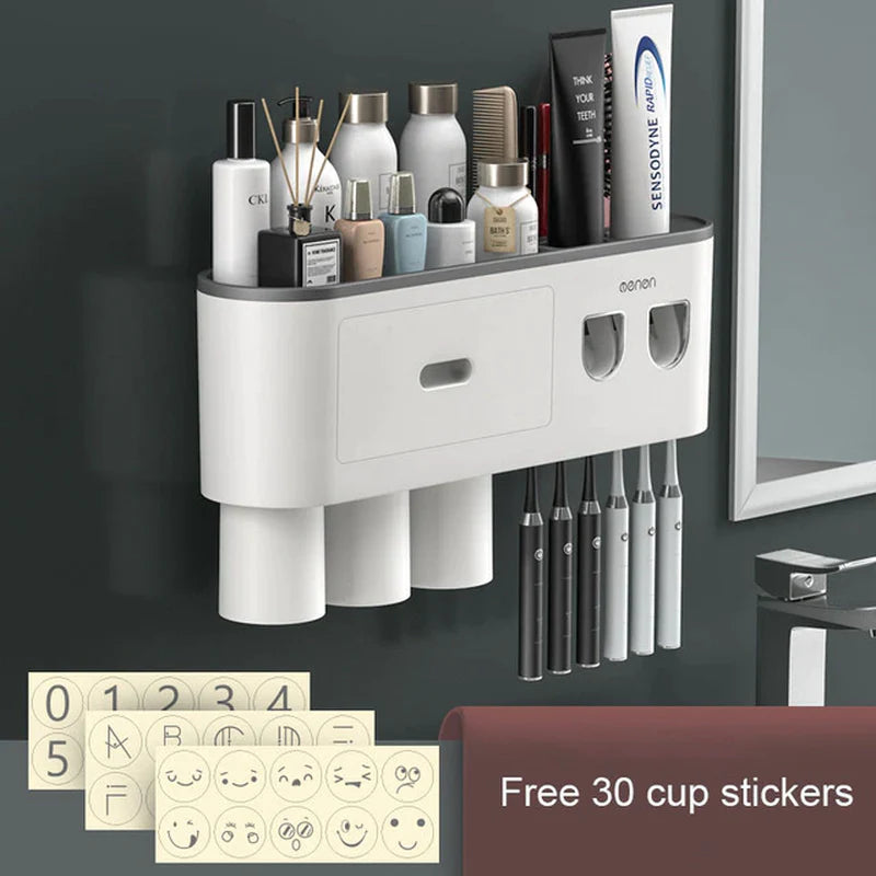 Magnetic Adsorption Toothbrush Holder Bathroom Organizer