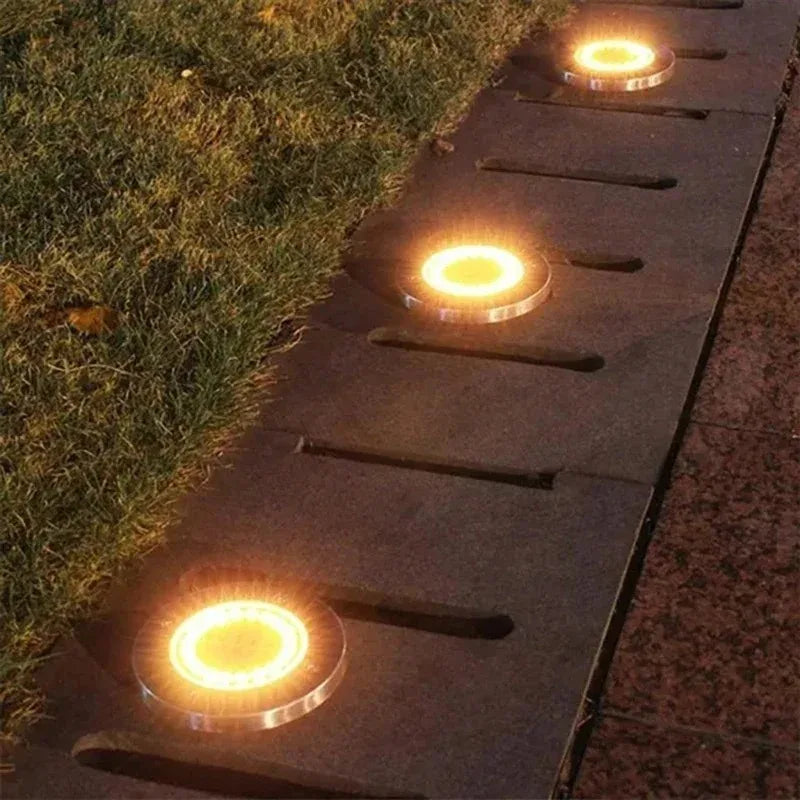 Solar-Powered LED Disk Lights - 8/20 LED Outdoor Garden and Deck Spotlight