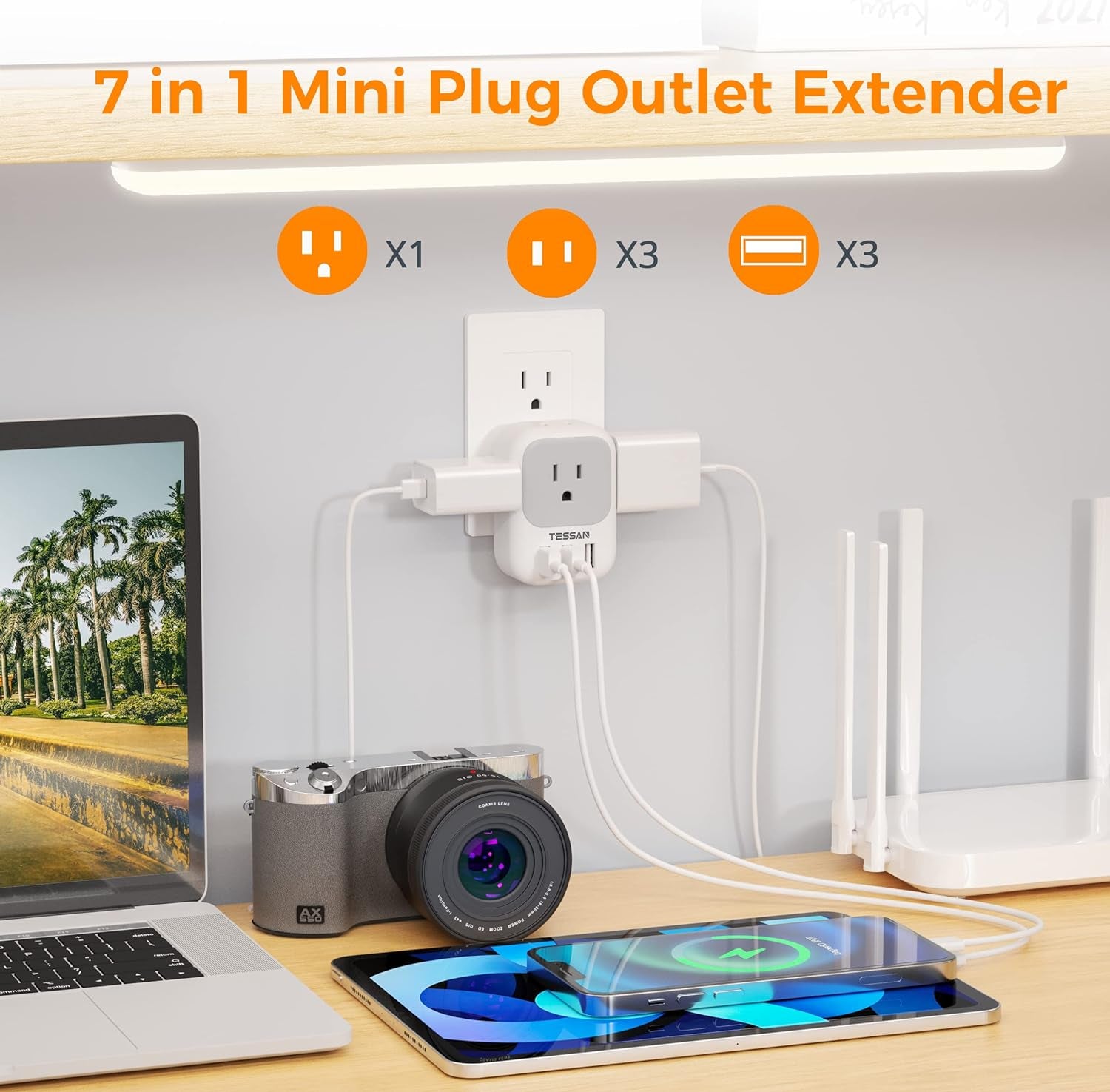 USB Charger Block and Multi Plug Outlet Extender